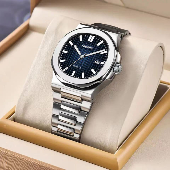 2023 Originate Luxury Watch Business Waterproof Male Clock Luminous Date Stainless Steel Square Quartz Men Watch reloj hombre