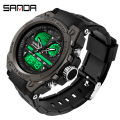 SANDA New Products Launched Creative Waterproof Multifunctional Men's Leisure Sports Luxury Quartz LED Swimming Military Men's Watch. 