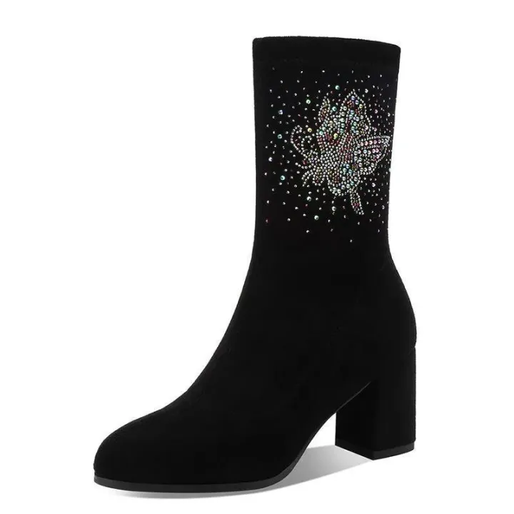Stretch%20Boots%20Women2022New%20Thick%20Heel%20Fleece-Lined%20Ankle%20Boots%20Middle%20Boots%20Suede%20Rhinestones%20High%20Heel%20Skinny%20Small%20Man%20Socks%20Boots%20-%20Image%204