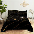 Marble Gold Bedding Sheet Home Digital Printing Polyester Bed Flat Sheet With Pillowcase Print Bed Sheet. 