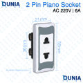 2 Pin Piano Socket AC 220V 6A 1 Gang Piano Box Mount Electrical Power Socket 55mm.