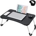 Folding Desk  Home Computer Stand  Bed laptop table  Laptop Desk  Notebook Desk  Laptop Table  Bed Sofa Tray Table  Dormitory Study Table   Aluminum Foldable Laptop Table with Cup Holder & IPad Slot. 