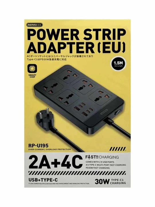 Remax%20RP-U195%20Power%20Strip%20Adapter%202A+4C+5%20Sockets%202500W+30W%20Wire%20Length%201.5m%20(EU%20Plug)%20-%20Image%205