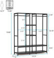 Standing Closet Organizer Heavy Duty Metal Garment Rack with Wood Shelves Extra Large Wardrobe. 