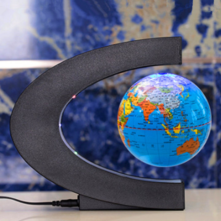 C shape LED World Map Decoration Magnetic Motors Levitation Floating ...