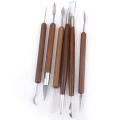 Pottery Clay Sculpture Carving Modeling Tools Wooden Handle of 6pcs.