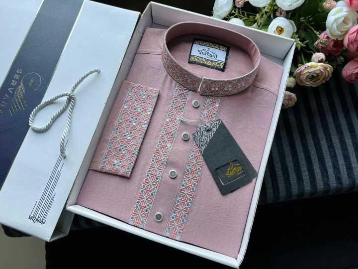 New Collection-Premium Quality Fashionable Cotton Black Panjabi for Men