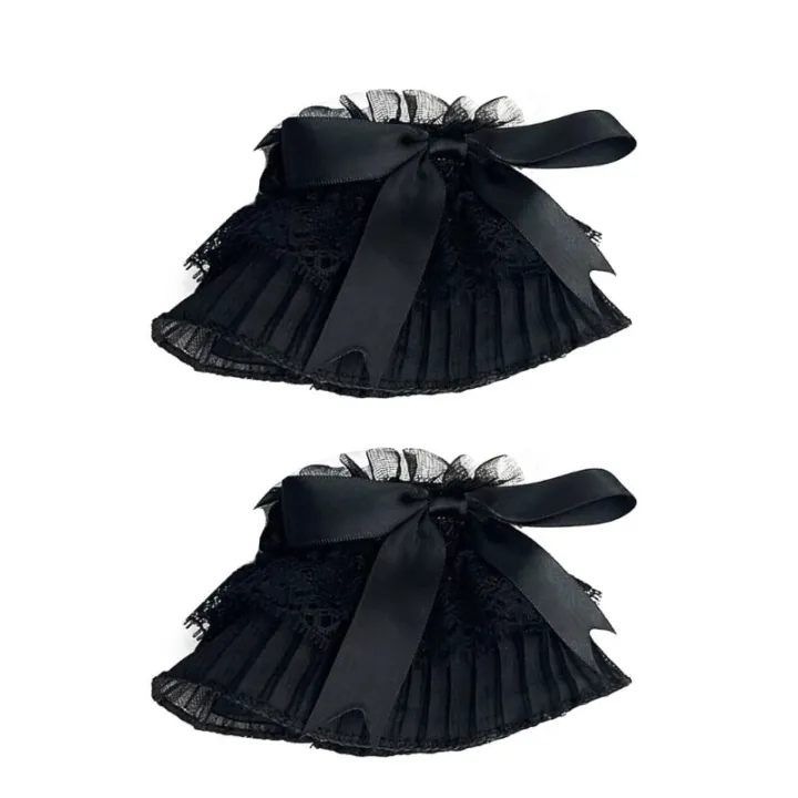 Floral%20Lace%20Cuffs%20Stretch%20Bracelet%20Lace%20Wrist%20Cuffs%20Short%20Sleeves%20Y2K%20Fashion%20Costume%20Accessory%20Black%20White%20-%20Image%202