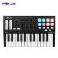 WORLDE Panda MINI II Portable 25-Key USB MIDI Keyboard Controller with 8 RGB Backlit Trigger Pads 4 Assignable Control Knobs 4 Assignable Sliders.