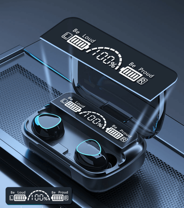 M10 Tws Earphone 9D Stereo Led Digital Display Touch Cvc8.0 Digital Noise Reduction Technology (With 2000Mah Mini Power Bank Charging Box) - Bluetooth Headphone