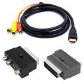 1080P HDMI-Compatible Male S-Video To 3 RCA AV Audio Cable W/SCART To 3 RCA Phono Adapter.