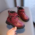 Autumn and winter new children's velvet Martin boots, British style boys, warm small leather shoes, girls, cotton fashion booties.