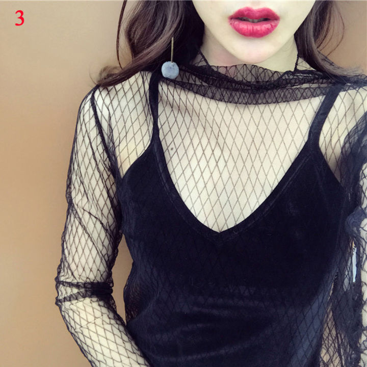 Women%20Fashion%20T-Shirts%20Mesh%20Sheer%20Party%20Long%20Sleeve%20Blouses%20Lady%20Sheer%20Fishnet%20See%20Through%20Transparent%20Top%20Lace%20Top%20Blouse%20-%20Image%204