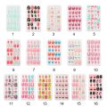 【The road to happiness Store】24PCS/Lot Candy False Nail Tips Press On Cartoon Full Cover Kid Glue Self Fake Nails Art for Girls.