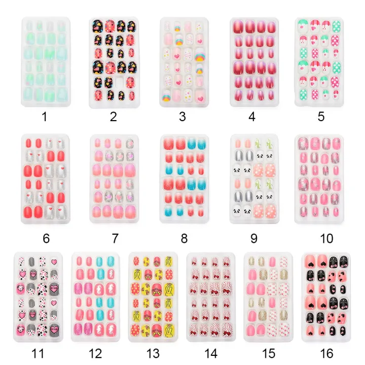 %E3%80%90The%20road%20to%20happiness%20Store%E3%80%9124PCS/Lot%20Candy%20False%20Nail%20Tips%20Press%20On%20Cartoon%20Full%20Cover%20Kid%20Glue%20Self%20Fake%20Nails%20Art%20for%20Girls%20-%20Image%207