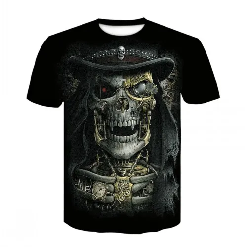 Grim Reaper 3D heavy metal skull T shirts for men graphic print T
