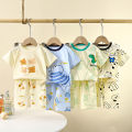 【HOT SALE】 Children's Short Sleeve Cotton Summer Baby Pajamas Set Children's Clothing. 