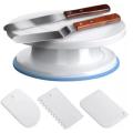 Cake Decorating Turntable Rotating Cake Stand Cake Plate with 3 Icing Scraper and 2 Stainless Steel Palette Knife. 