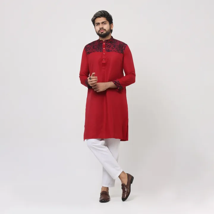 Chili%20Red%20and%20chest%20contrast%20Panjabi%20for%20men%20-%20Image%205