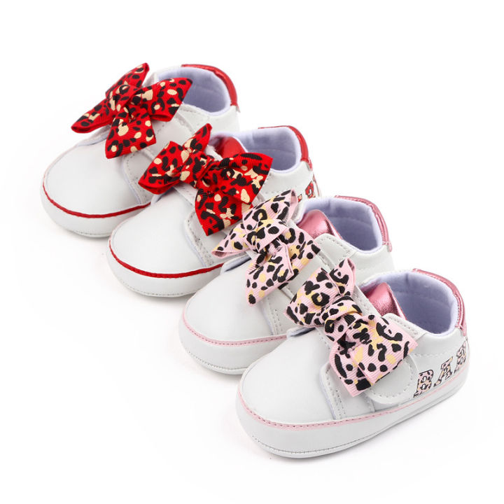 Baby Girl Indoor Walking Shoes Leopard Print Bow Fashion Baby