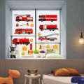 Cartoon Fire Truck Wall Decor Decals Kids Room Playroom Bedroom Firetruck Poster Mural Wall Stickers Kids Room Nursery Decor. 