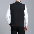 Men Flat Knit Vest 6.5% Wool Sleeveless Sweater Jacket Buttons Down Pockets V Neck Solid Basic Cardigan Male Fashion 00169069. 