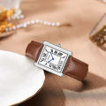 SANDA Women Quartz Watch Roman Numeral Square Leather Wristwatch Casual Lovers Water Resistant Ladies Watch 9031. 