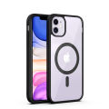 For Apple iPhone 11 MagSafe Compatible Shockproof Transparent Slim Fit Wireless Charging supported Frosted Border Phone Back Case Mobile Cover. 