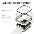 Glass+Diamond Cover For Apple watch case 40mm 44mm 41mm 45mm 38mm 42mm Bling Bumper Protector iWatch series 9 3 5 6 7 8 se case. 