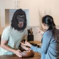 Latex Vivid Gorilla Mask With Wig, Funny Angry Gorilla Latex Mask,Ugly Cute Full Face Mask Halloween Cosplay Costume Party Prop.