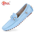 YRZL Loafers Men Handmade PU Leather Loafers for Men Casual Driving Flats Shoes Comfortable Slip-on Moccasins Men Loafer Shoes KEEMEEUYZO.
