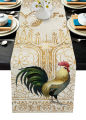 Party decoration, cotton sub farm rooster black and white plaid tablecloth, christmas dinner tablecloth, wedding linen tablecloth.