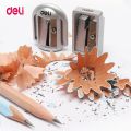 Deli Zinc Alloy Pencil Sharpener Silver Metal Sharpener School Office Sharpener Stationery Supplies.