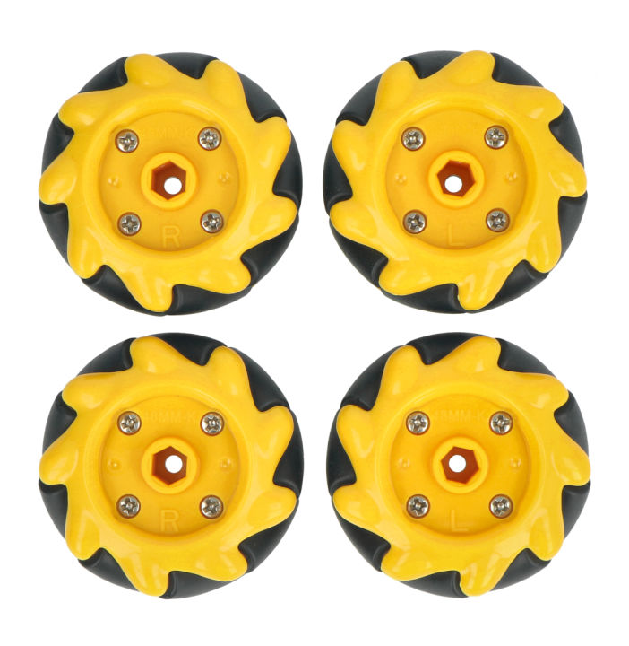 48mm Yellow - Mecanum Wheel Set of 4 Pieces
