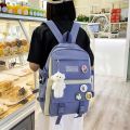 Women's Bag New Canvas Backpack Women's Korean Version Harajuku Large Capacity Four-Piece Set Middle School Backpack College Student School Bag.