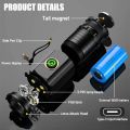 Powerful Mini EDC LED Flashlight 2000LM Super Bright Keychain Light USB Rechargeable Torch Camping Lantern with Power Indicator.