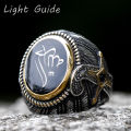 2023 New Unique Design 316L Stainless Steel Turkey Ring Turkish Signet Ring Zircon Stone Ethnic Style Jewelry.