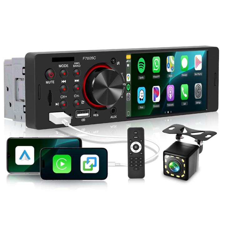 Single%20Din%20Car%20Stereo%20with%20CarPlay%20and%20Android%20Auto,%204-Inch%20Touchscreen%20Bluetooth%20MP5%20Player%20for%20Autos%20-%20Image%202