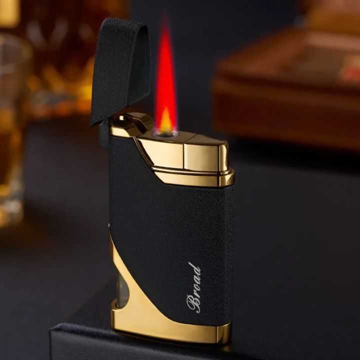 HOT Metal Windproof Torch Turbine Butane Gas Lighter Outdoor Cigar Kitchen Barbecue Blue Flame Large Fire Lighter Men's Gift