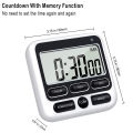 Digital Kitchen Timer with Mute/Loud Alarm Switch ON/OFF Switch, 12 Hour Clock & Alarm, Memory Function Count Up & Count Down for Kids Teachers Cooking, Large LCD Display ， Digital Kitchen Timer. 