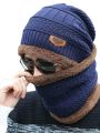 BLUE COLOR COTTON&FLEECE  WINTER HAT & NECK  CAP WARMER FOR MEN .. 