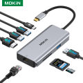 MOKiN 8 in 1 USB C HUB to 4K30Hz HDMI Hub Adapter Docking Station with USB 3.0 RJ45 SD/Micro SD PD3.0 for MacBook Pro/Air Laptop. 
