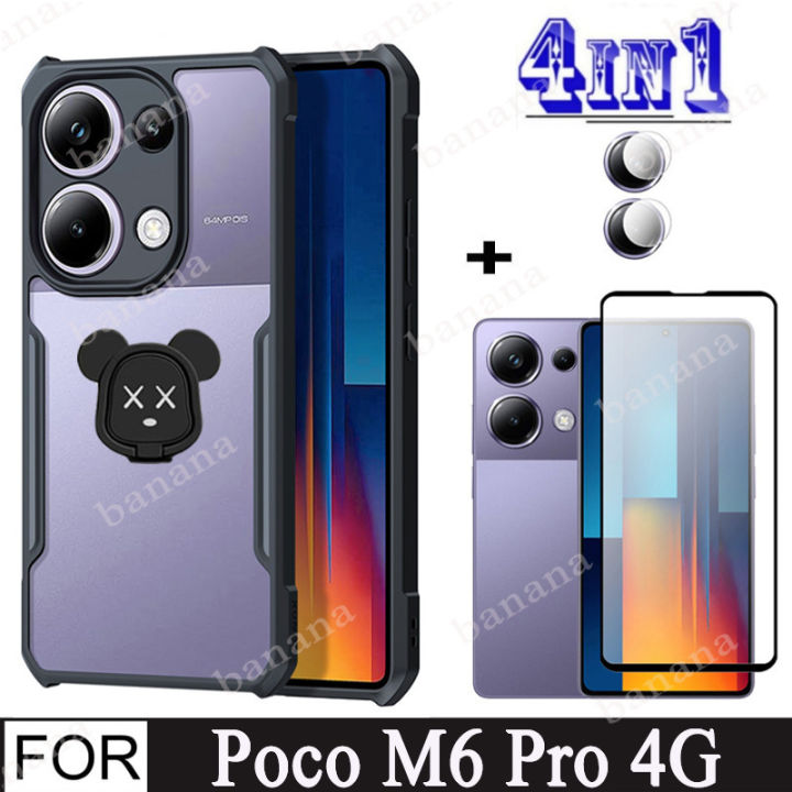 4 In1 POCO M6 Pro Shockproof Phone Case for POCO M6 Pro 4G Camera Lens Glass Screen Protector