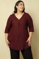 Ladies Plus Size Regular Fit Solid Spread Collar V Neck Casual Shirt Centre Pleat Top.
