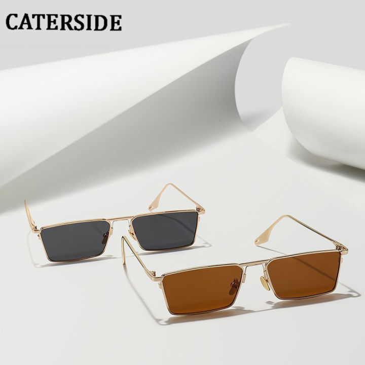 CATERSIDE%20Small%20Rectangle%20Sunglasses%20Men%20Women%20Classic%20Gold%20Black%20Lens%20Metal%20Square%20Vintage%20Frame%20Sports%20Dropship%20Eyewear%20UV400%20-%20Image%202
