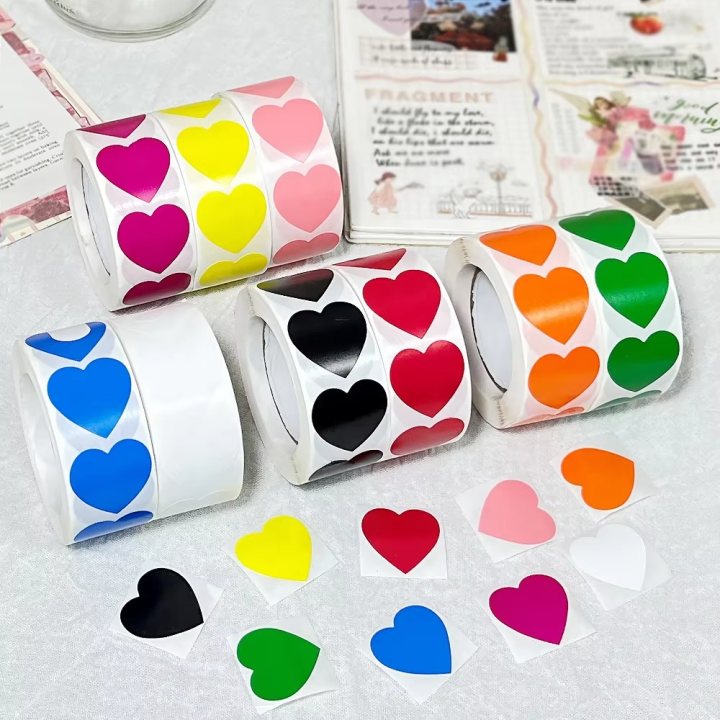 Cute love shape sticker customized print 250/1 roll | Daraz.com.bd