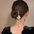 Camellia Tassel Hair Clip Pearl Ponytail Clip Fixed Hair Claw Barrettes Hairpin NOVO. 