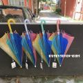Korean version of INS candy color transparent color rainbow safety children's umbrella cute thickened semi-automatic umbrella umbrella for men and women. 