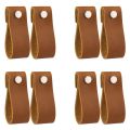 Leather Drawer Pulls 8 Pcs Leather Dresser Knobs Handmade Pure Leather Handles for Cabinet Doors and Drawers (Brown).