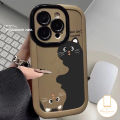 MissConnie Cartoon Funny Anime Girl Cute Black Cat Phone Case Compatible for IPhone 11 15 14 13 12 Pro Max XR X XS MAX Simple Korean Luxury Liquid Silicon Shockproof Cover. 